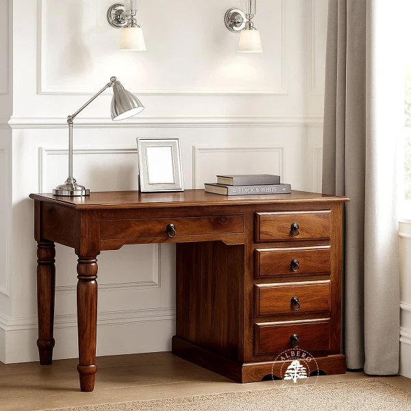 Tradycyjne kolonialne biurko z litego drewna palisander