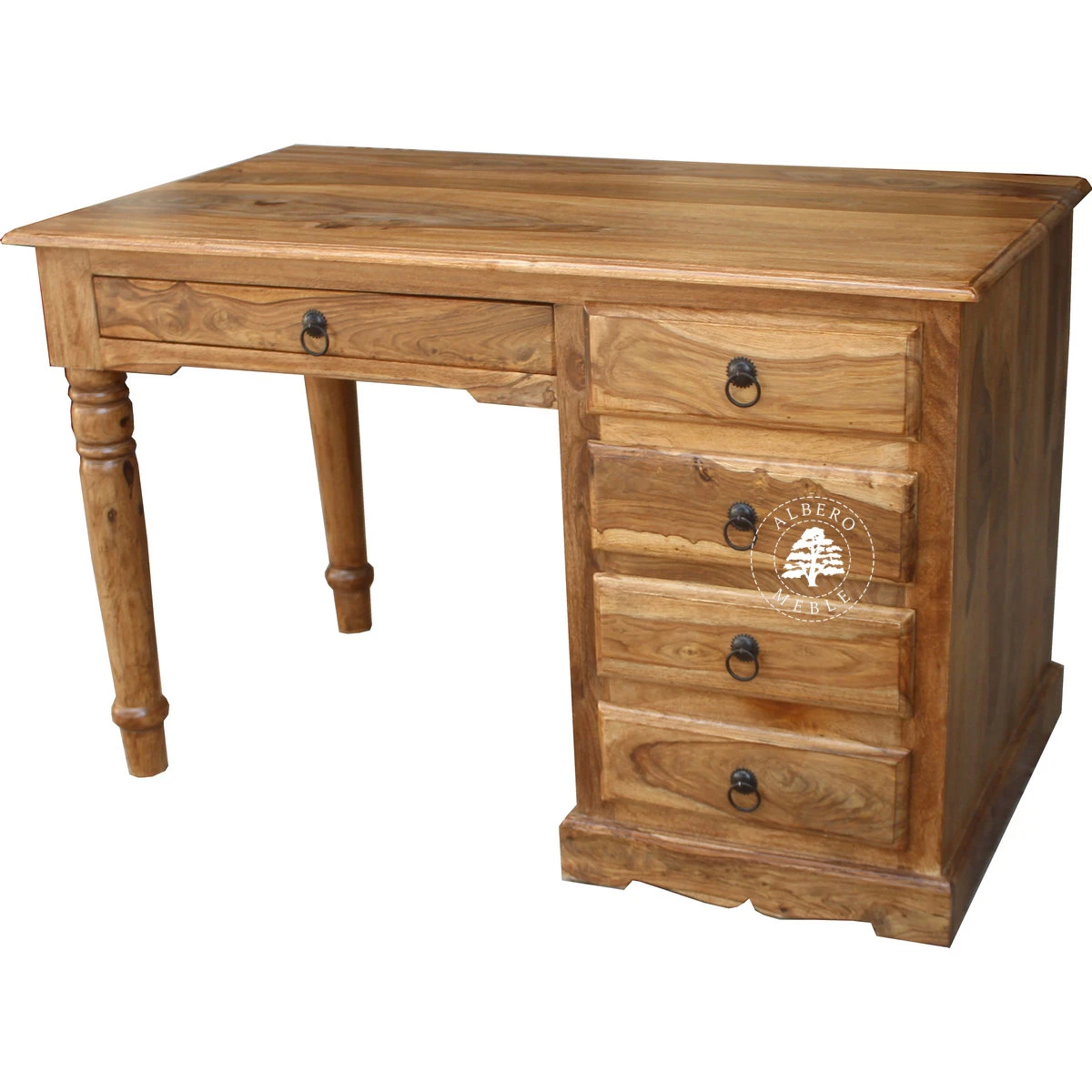 Tradycyjne kolonialne biurko z litego drewna palisander