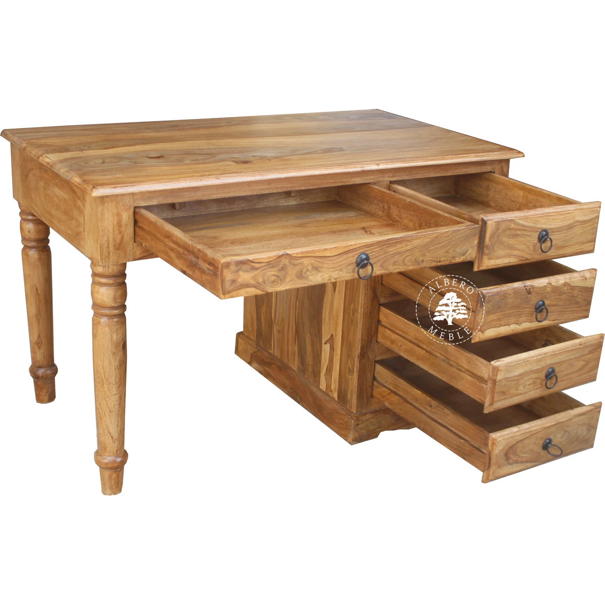 Tradycyjne kolonialne biurko z litego drewna palisander