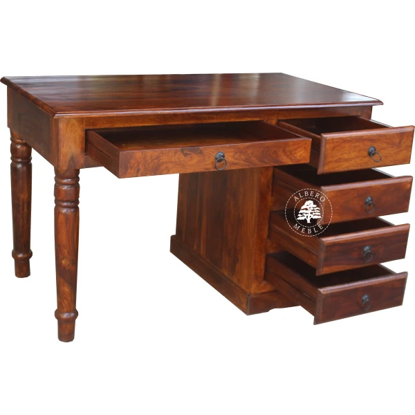 Tradycyjne kolonialne biurko z litego drewna palisander