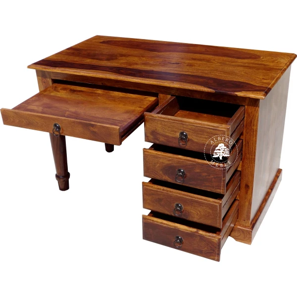 Tradycyjne kolonialne biurko z litego drewna palisander