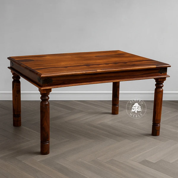 Stół drewniany na toczonych nogach