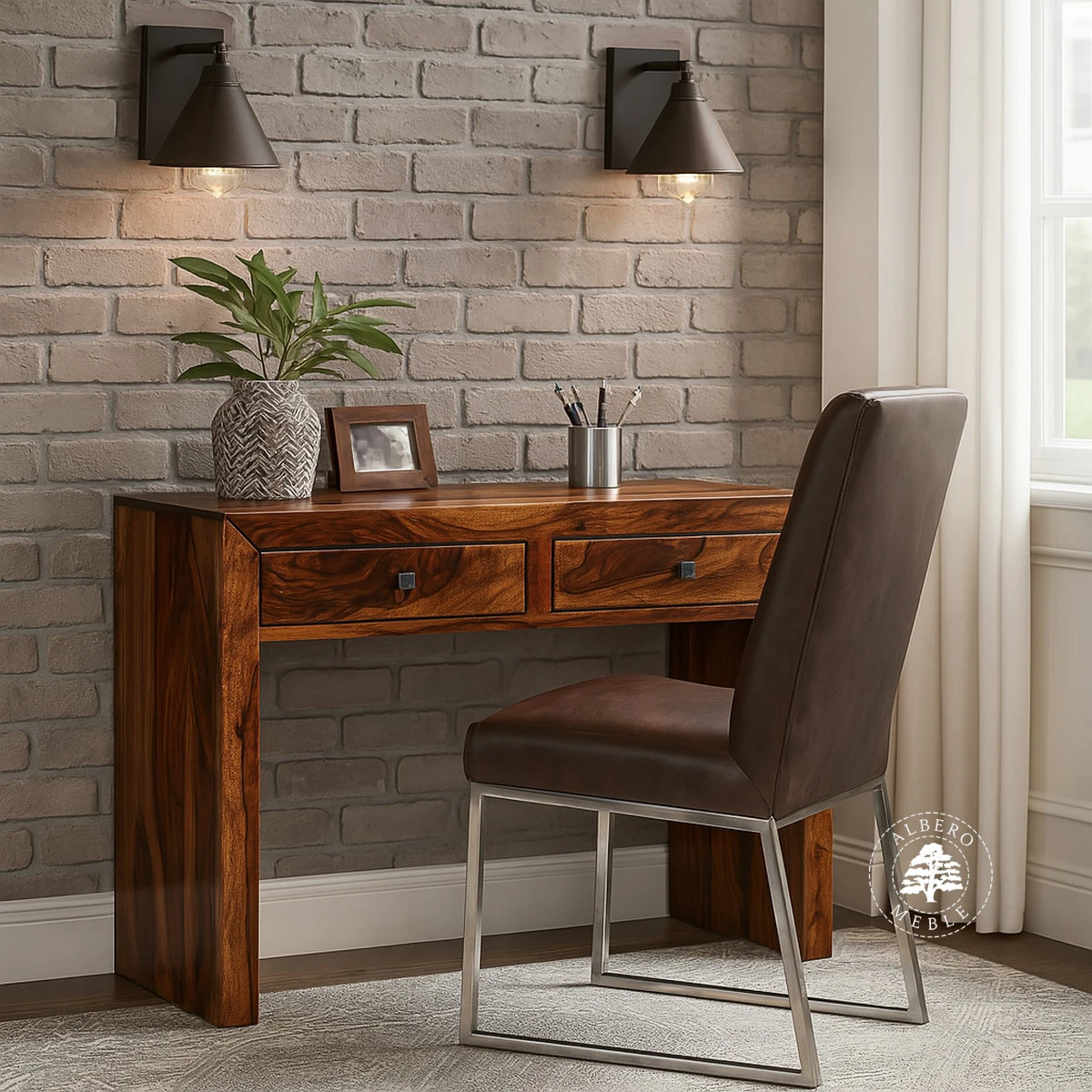 Nowoczesne proste biurko drewniane do pokoju