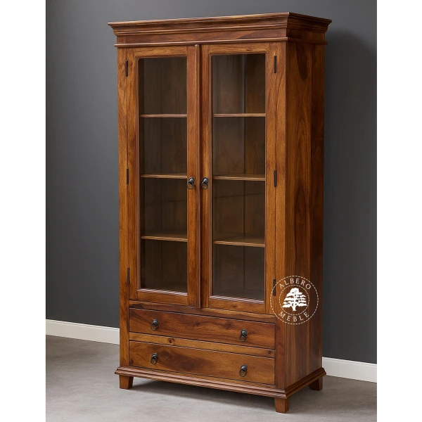 Stylowa Dwudrzwiowa Witryna Drewniana na Nóżkach