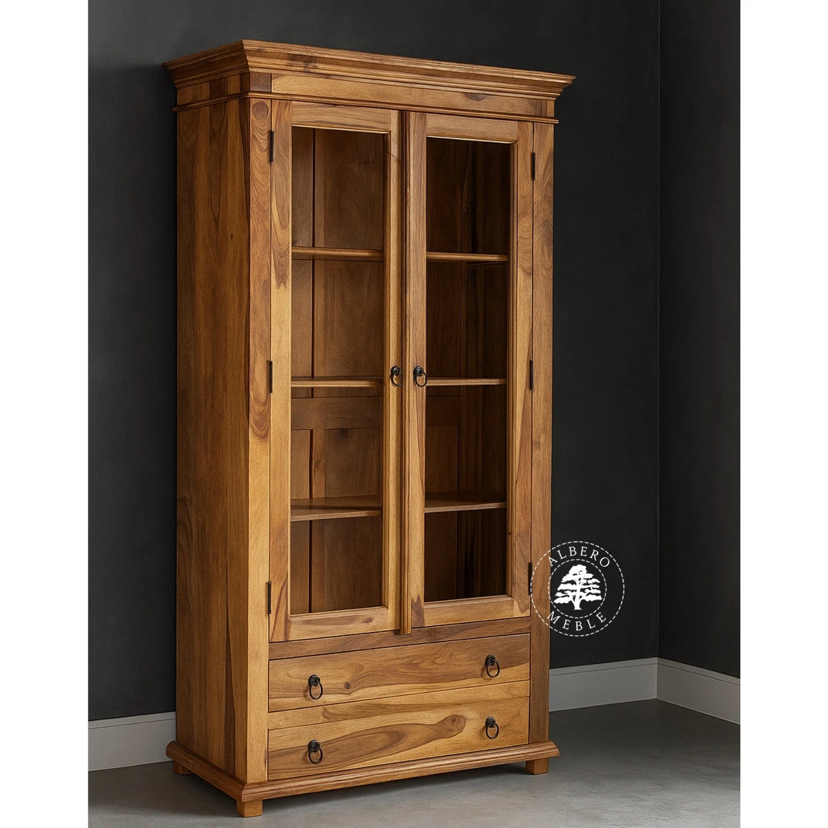 Stylowa Dwudrzwiowa Witryna Drewniana na Nóżkach