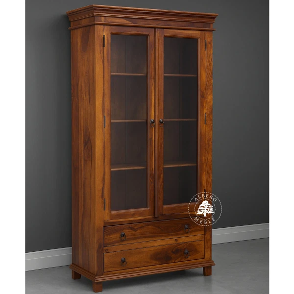 Stylowa Dwudrzwiowa Witryna Drewniana na Nóżkach