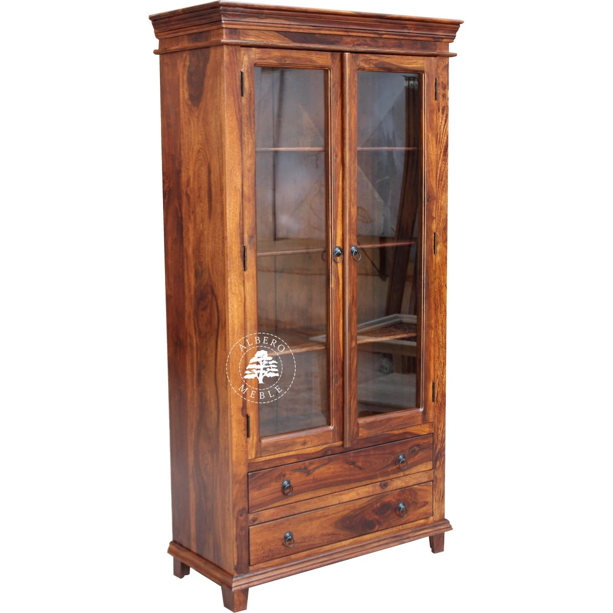 Stylowa Dwudrzwiowa Witryna Drewniana na Nóżkach