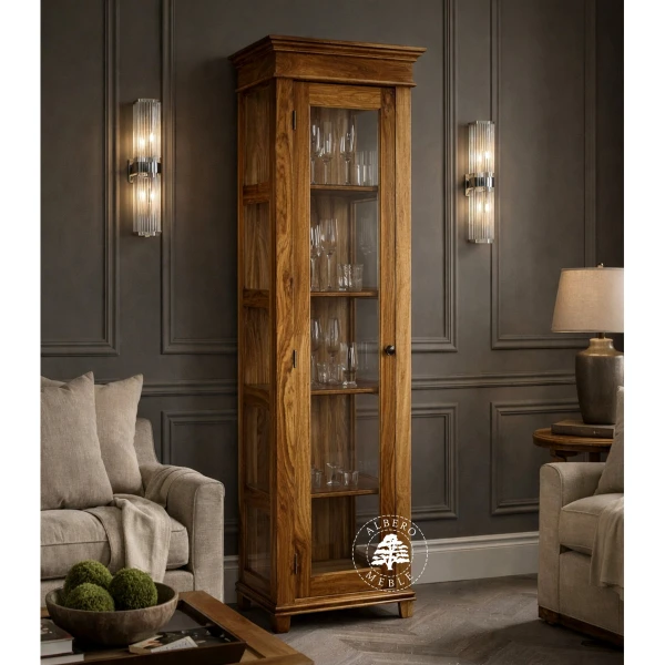 Stylowa jednodrzwiowa serwantka Albero z litego drewna