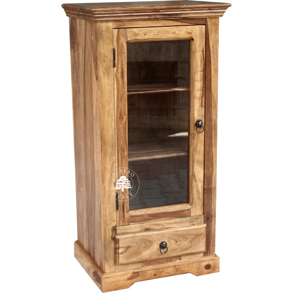 Klasyczna niska witryna z drewna do jadalni