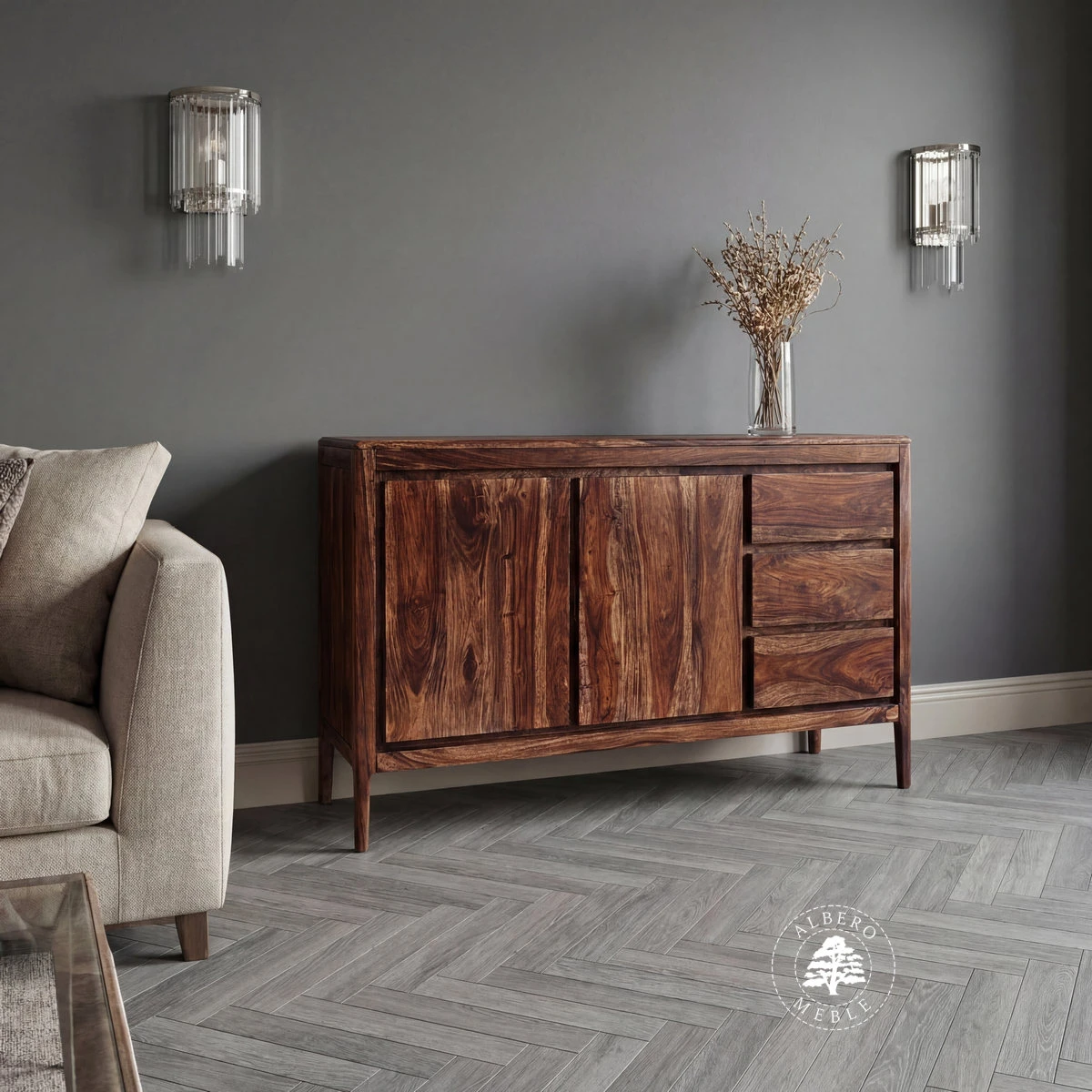 Drewniana komoda CITY z szufladami