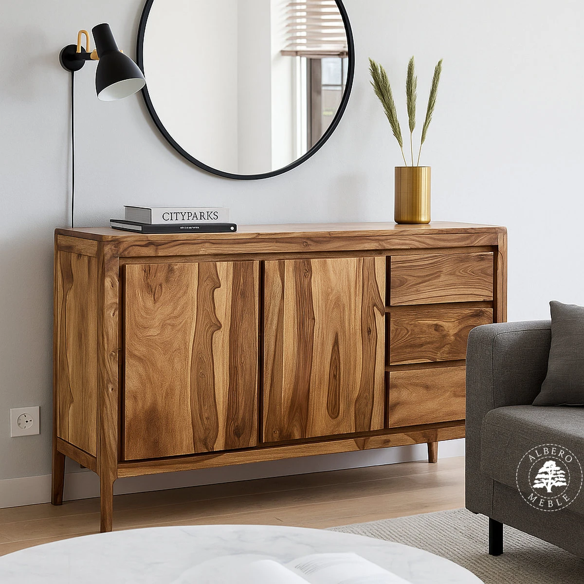 Drewniana komoda CITY z szufladami
