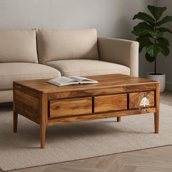 Stolik kawowy CITY z naturalnego drewna palisandru