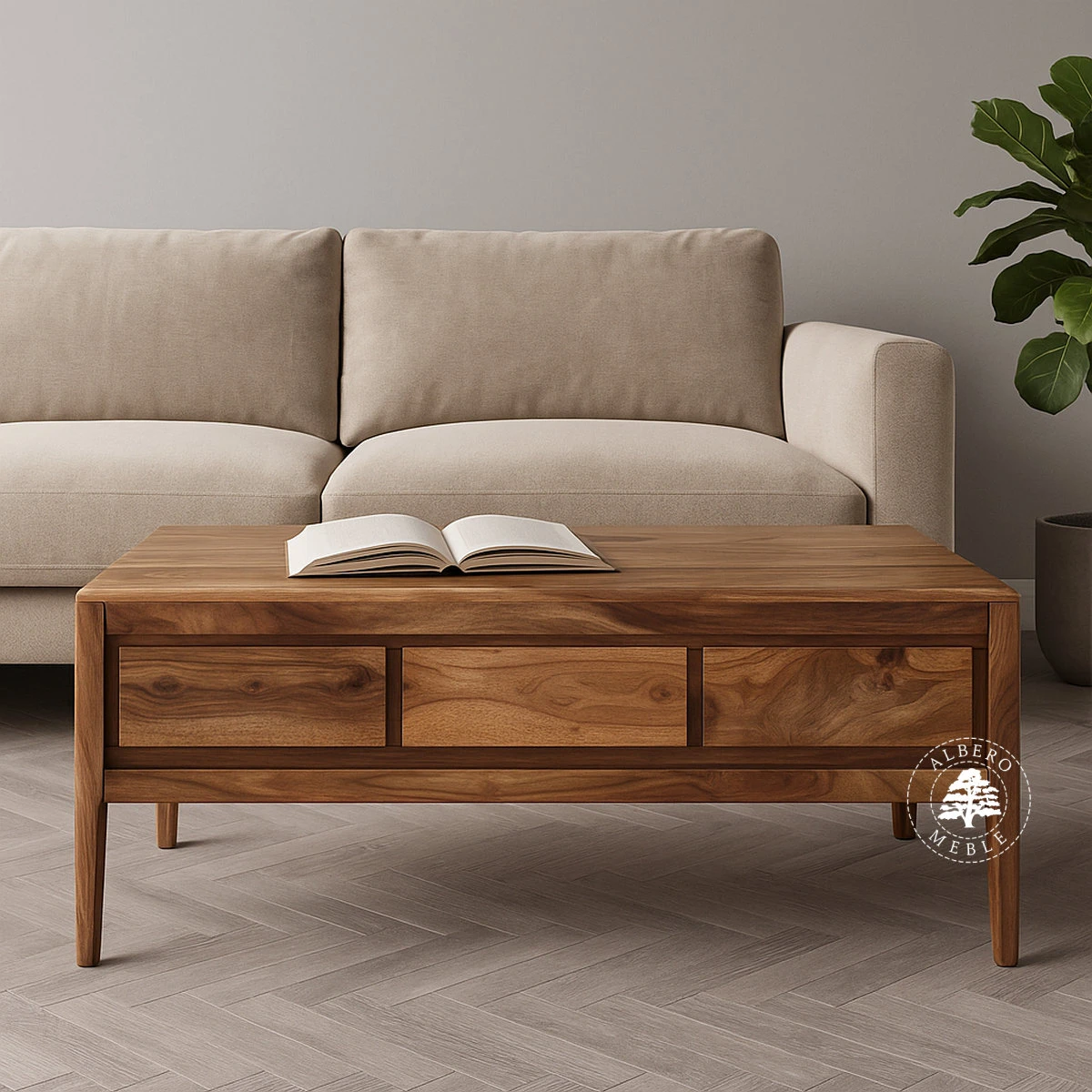 Stolik kawowy CITY z naturalnego drewna palisandru