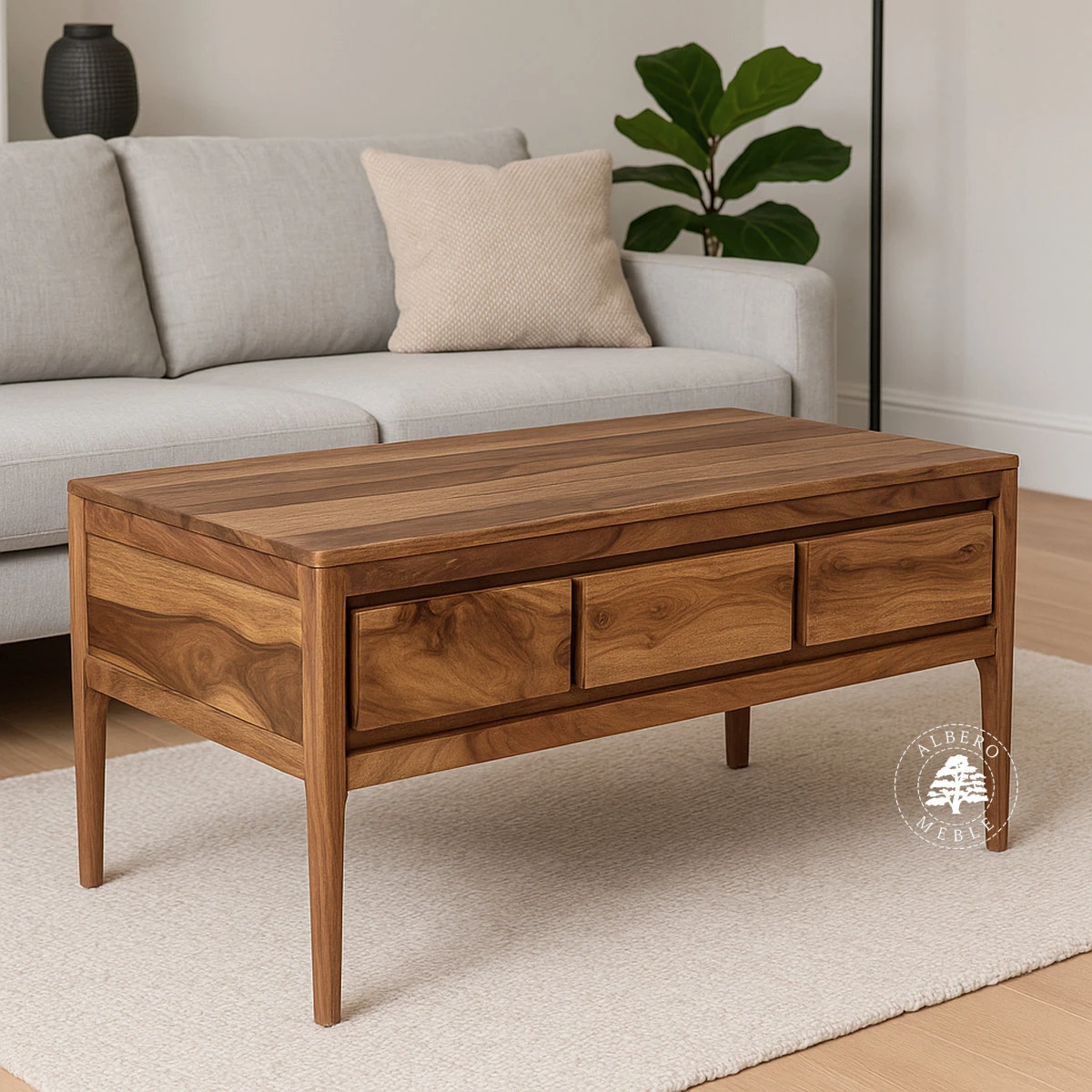 Stolik kawowy CITY z naturalnego drewna palisandru