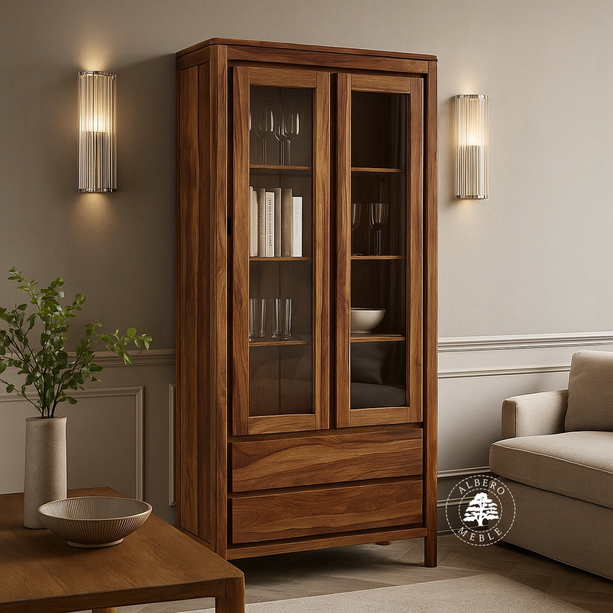 Witryna CITY z naturalnego drewna palisandrowego