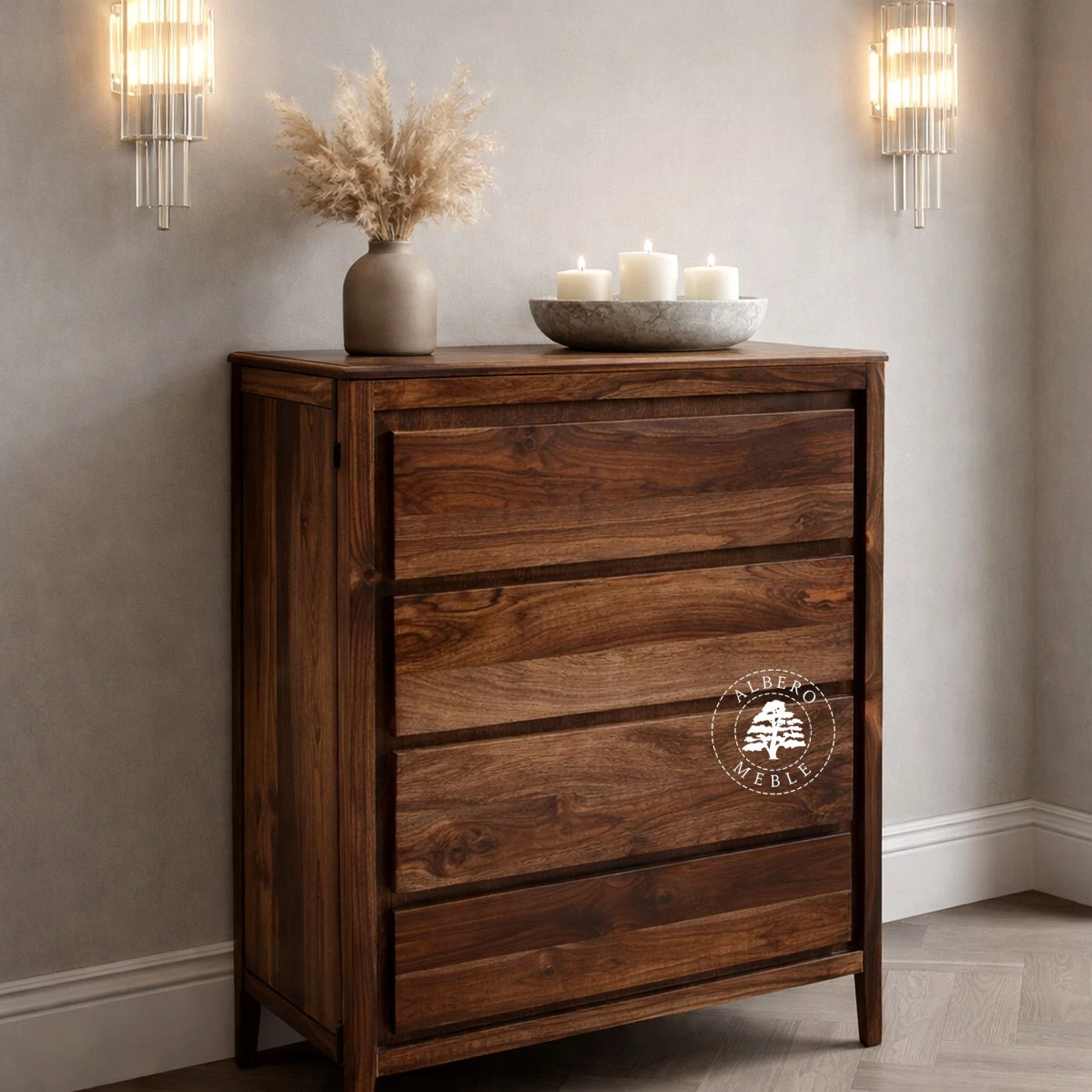 Komoda na bieliznę z litego drewna