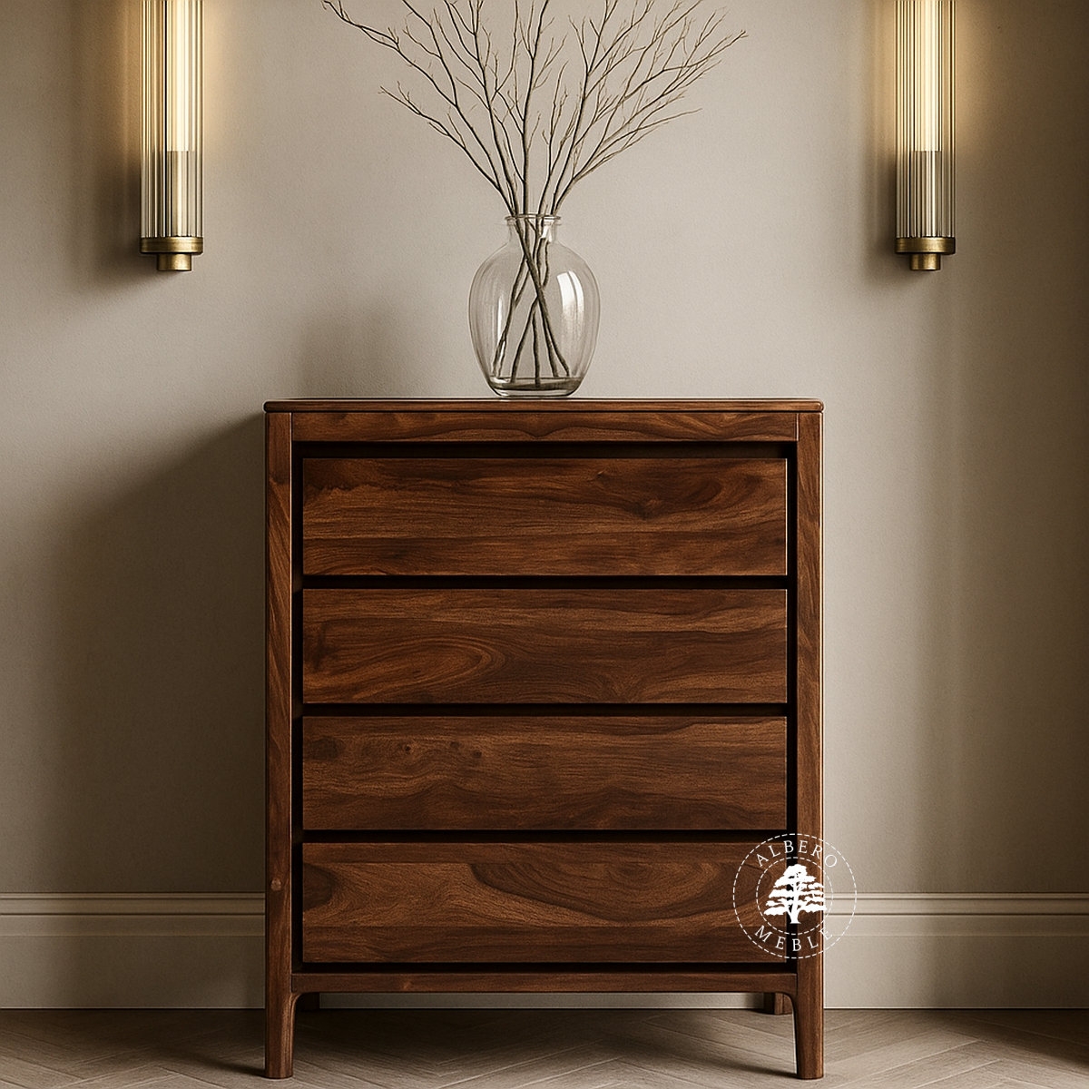 Komoda na bieliznę z litego drewna