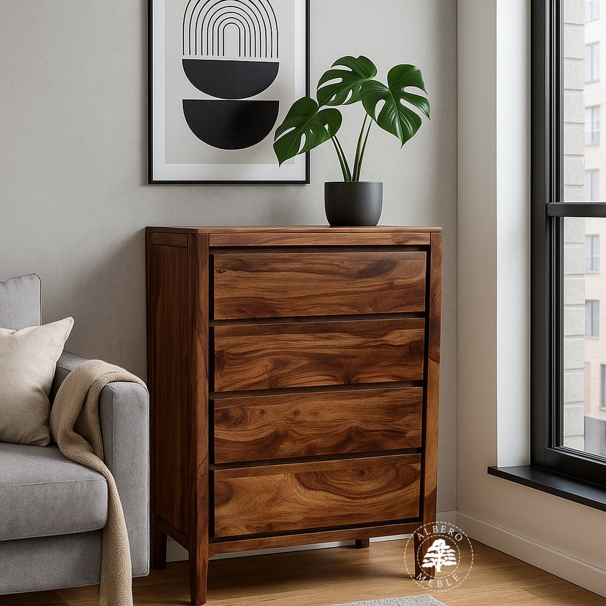 Komoda na bieliznę z litego drewna