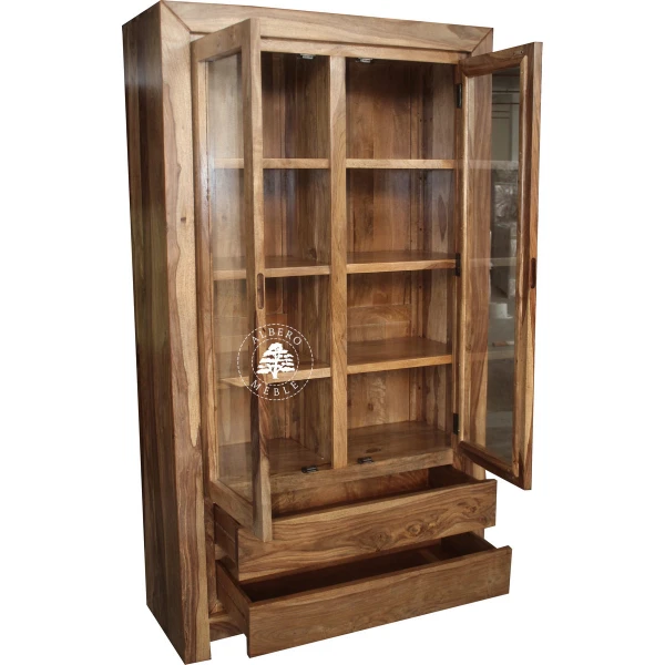 Witryna z drewna litego nowoczesna dwudrzwiowa