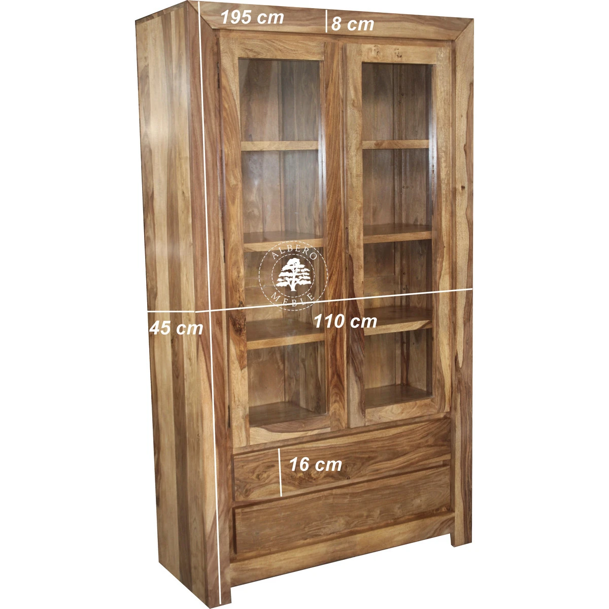 Witryna z drewna litego nowoczesna dwudrzwiowa