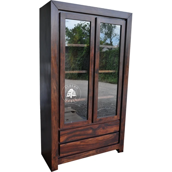 Witryna z drewna litego nowoczesna dwudrzwiowa