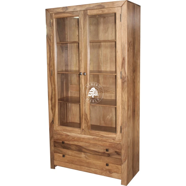 Podwójna witryna Modern Cube z drewna z szufladami