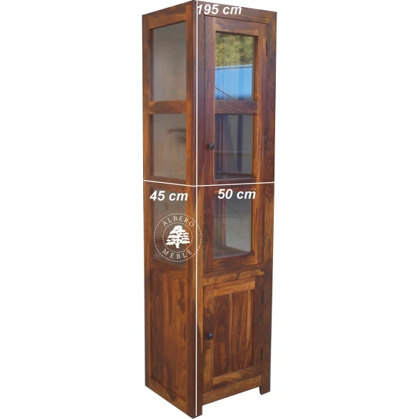 Wąska Przeszklona Drewniana Witryna w Minimalistycznym Styl