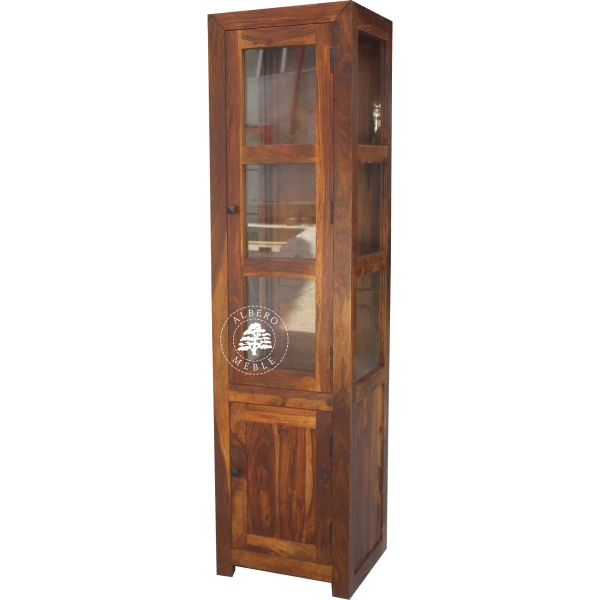 Wąska Przeszklona Drewniana Witryna w Minimalistycznym Styl