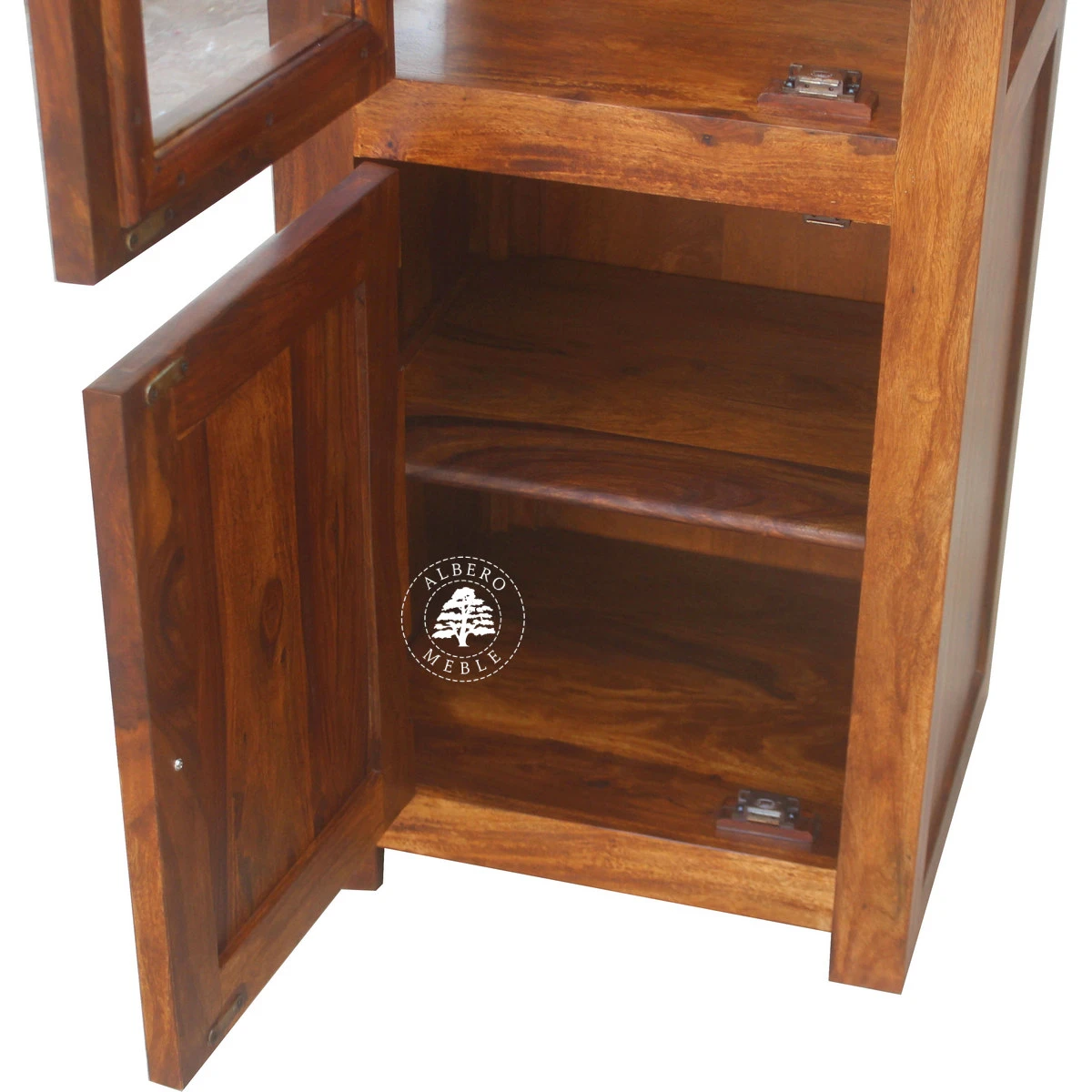 Wąska Przeszklona Drewniana Witryna w Minimalistycznym Styl