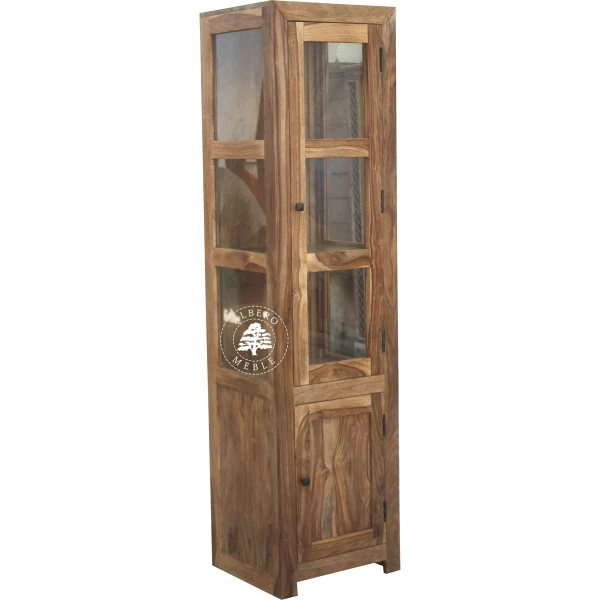 Wąska Przeszklona Drewniana Witryna w Minimalistycznym Styl