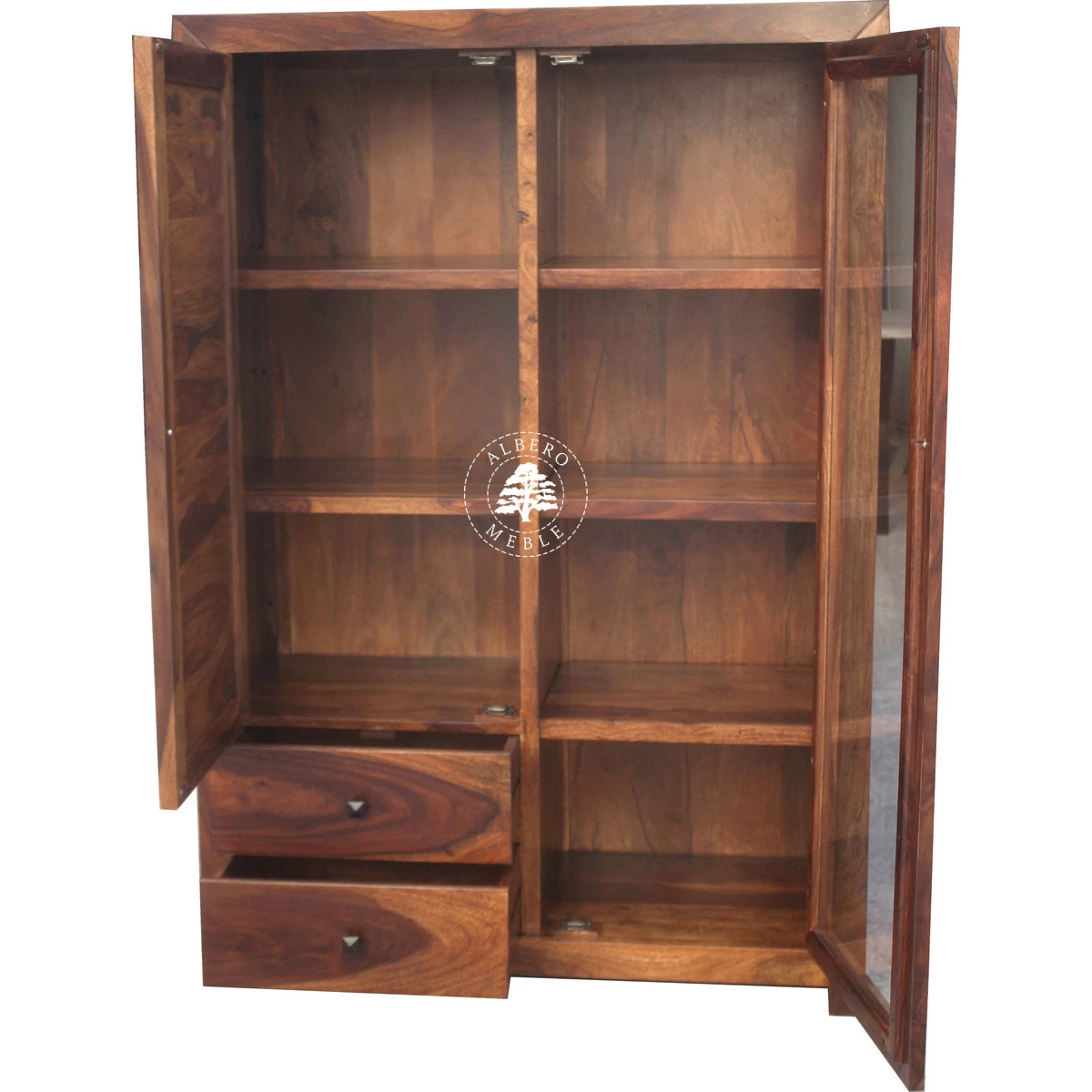 Szeroki kredens Modern Cube wykonany z drewna litego