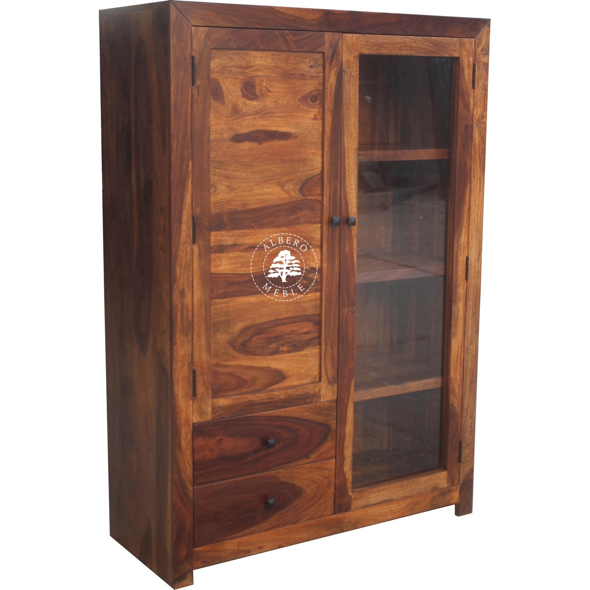 Szeroki kredens Modern Cube wykonany z drewna litego