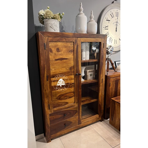 Szeroki kredens Modern Cube wykonany z drewna litego