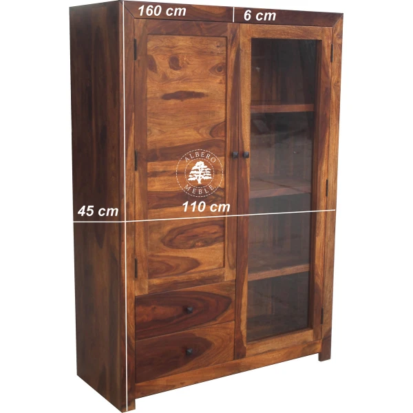 Szeroki kredens Modern Cube wykonany z drewna litego