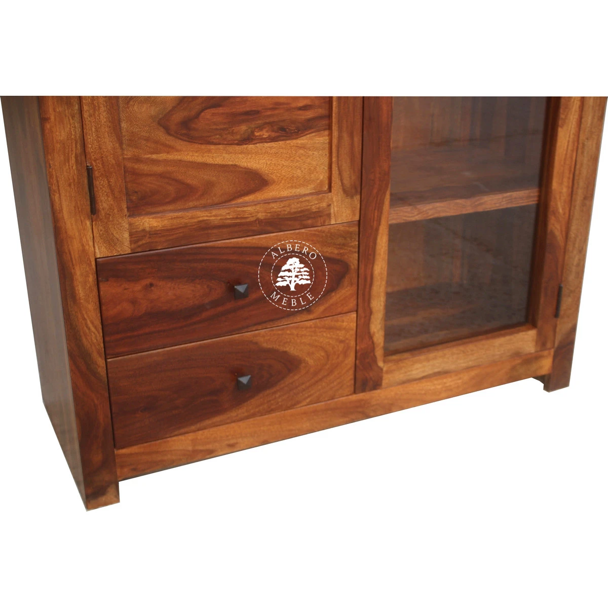 Szeroki kredens Modern Cube wykonany z drewna litego