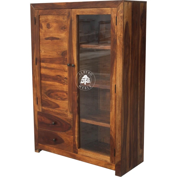 Szeroki kredens Modern Cube wykonany z drewna litego