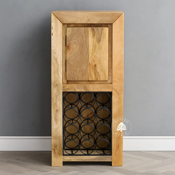 Nowoczesna szafka na wino z drewna mango