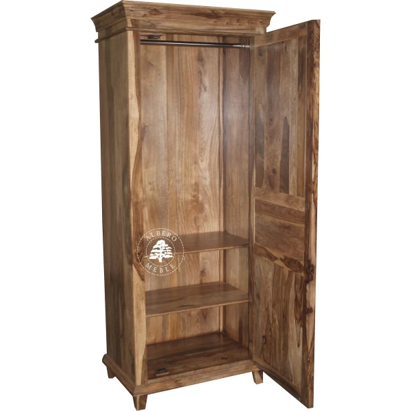 Tradycyjna jednodrzwiowa szafa wykonana z litego drewna pali