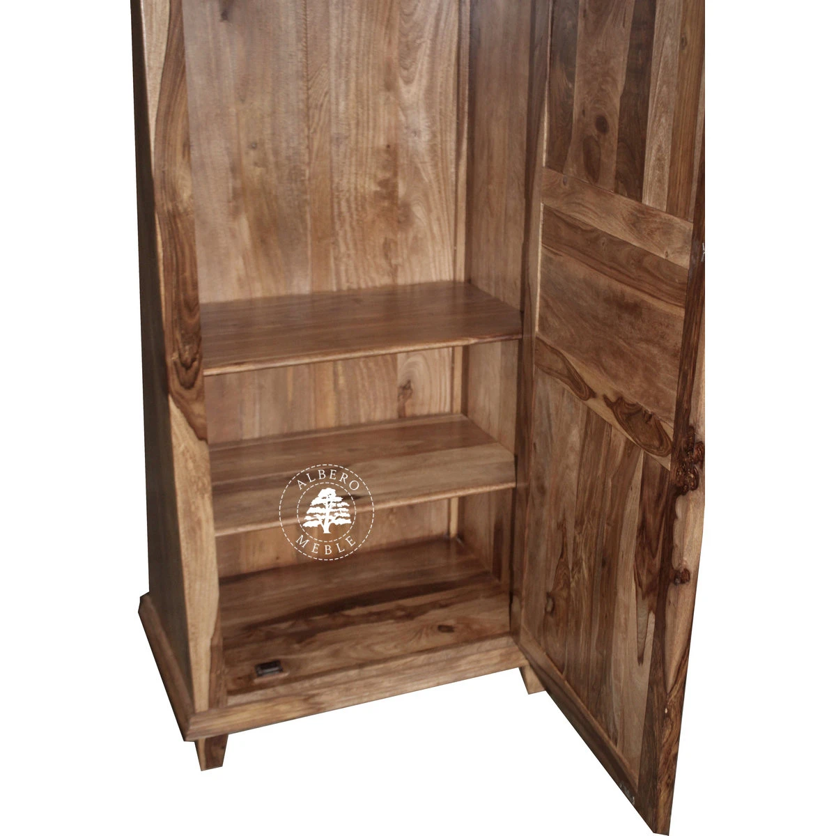 Tradycyjna jednodrzwiowa szafa wykonana z litego drewna pali