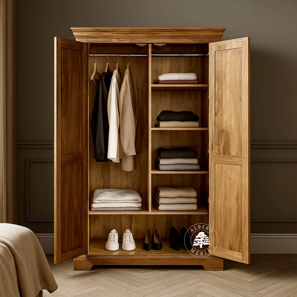 Wolnostojąca Drewniana Szafa w Stylu Kolonialnym