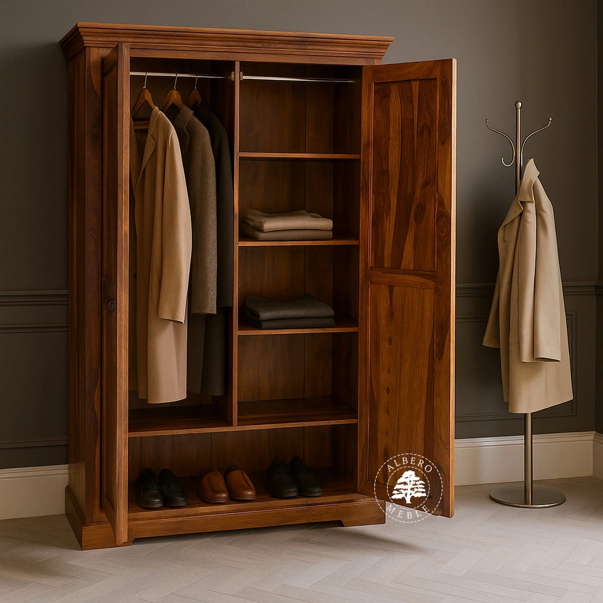 Kolonialna Szafa z Drewna Palisandru