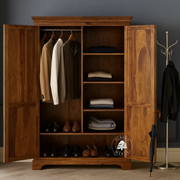 Duża Dwudrzwiowa Drewniana Szafa na Wymiar do Sypialni