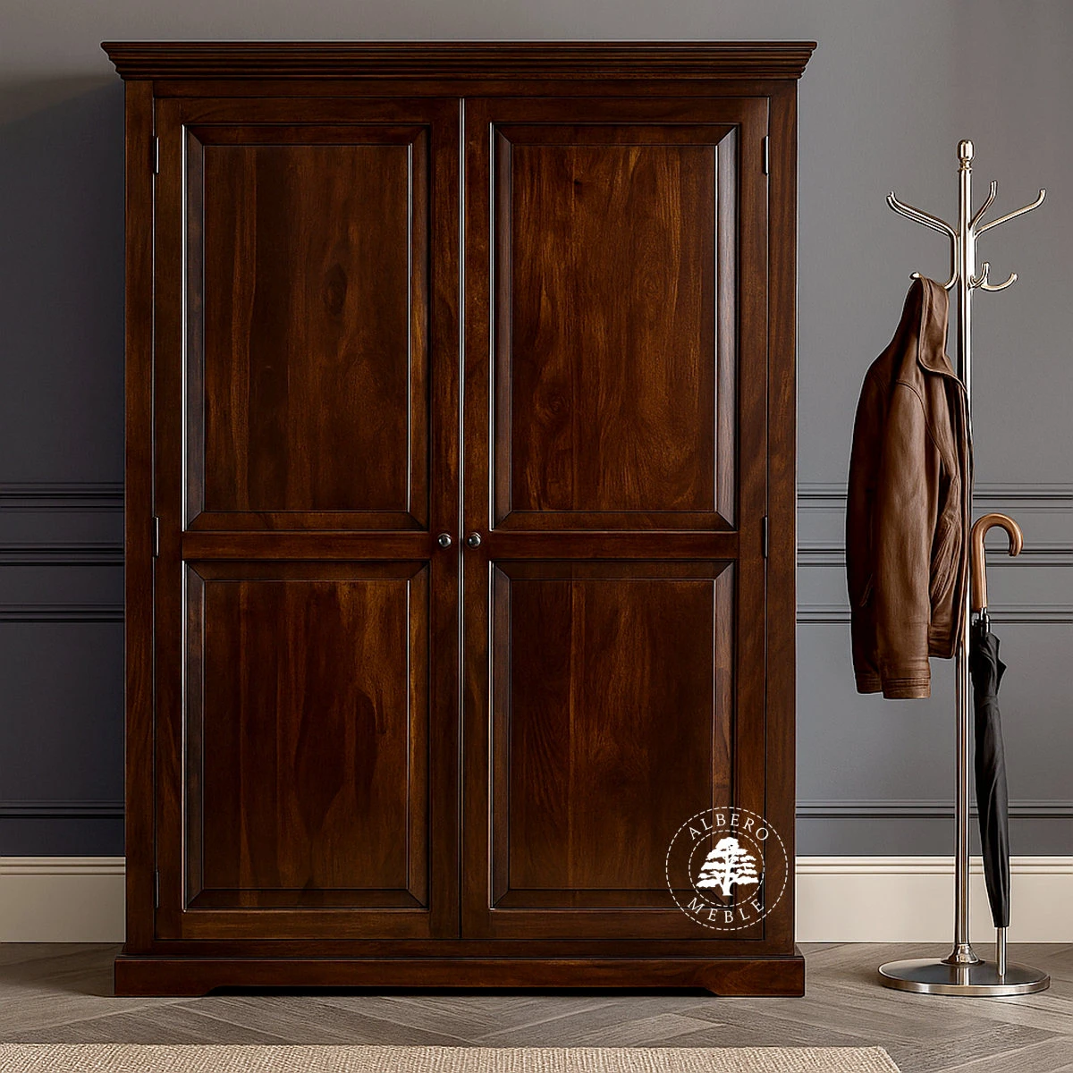 Duża Dwudrzwiowa Drewniana Szafa na Wymiar do Sypialni