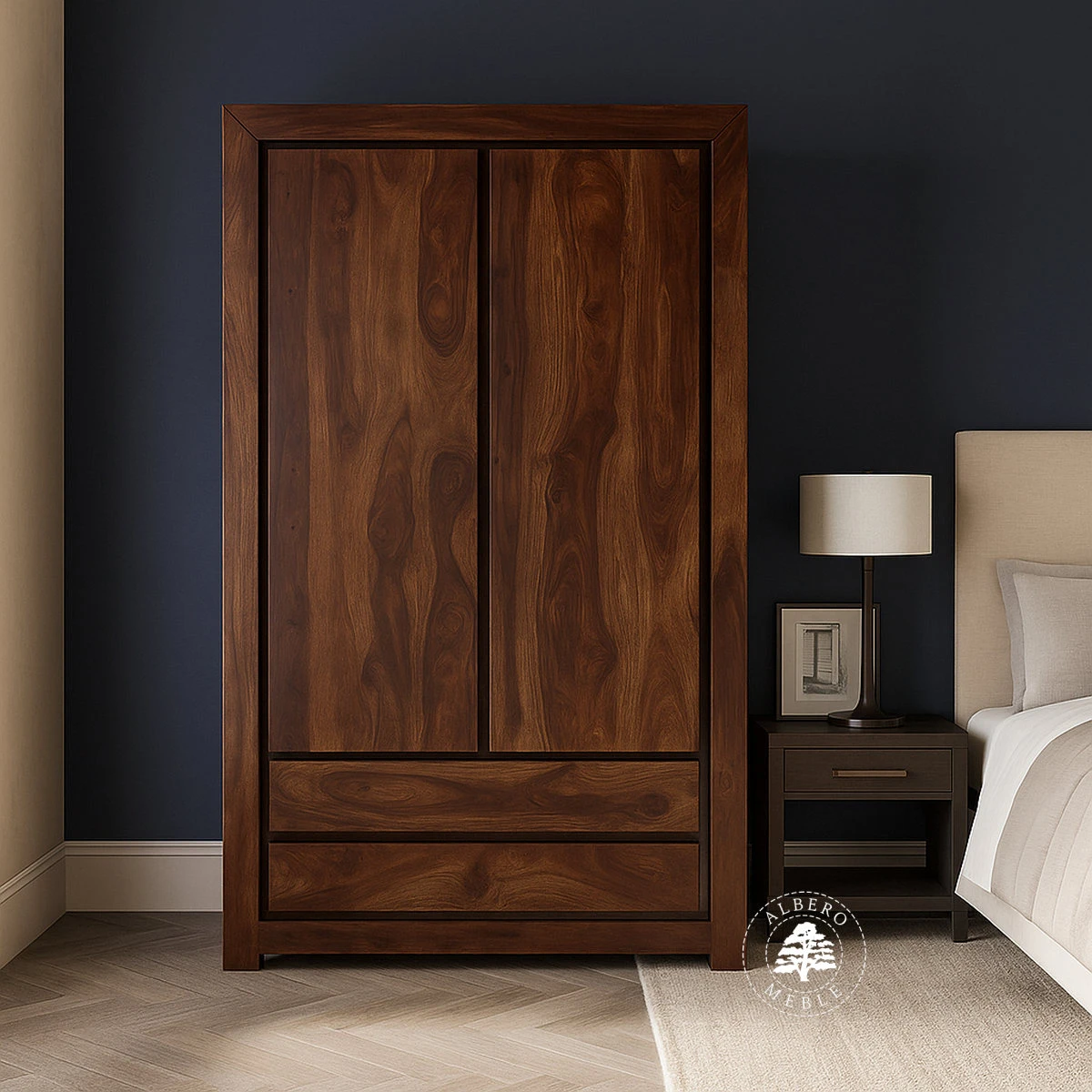 Nowoczesna Szafa z Litego Drewna Egzotycznego