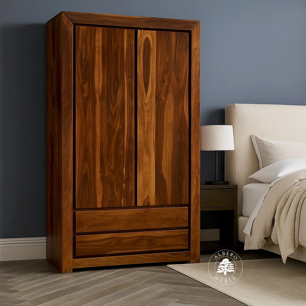 Nowoczesna Szafa z Litego Drewna Egzotycznego