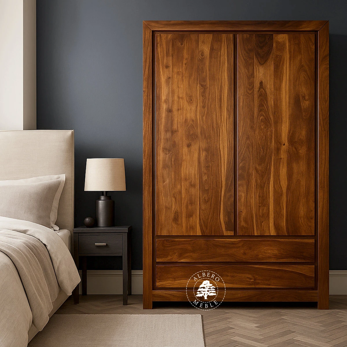 Nowoczesna Szafa Drewniana do Sypialni z Szufladami