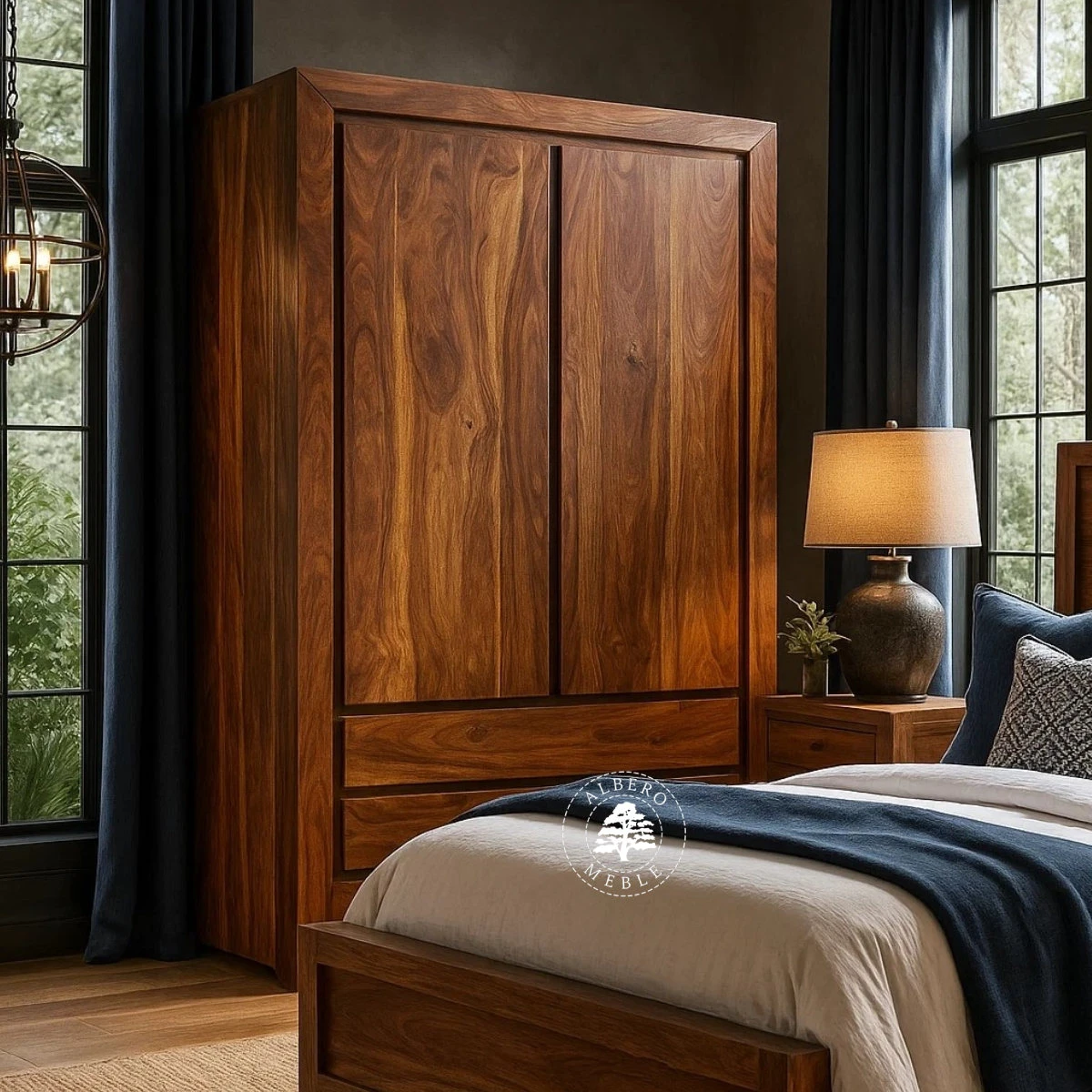 Nowoczesna Szafa Drewniana do Sypialni z Szufladami