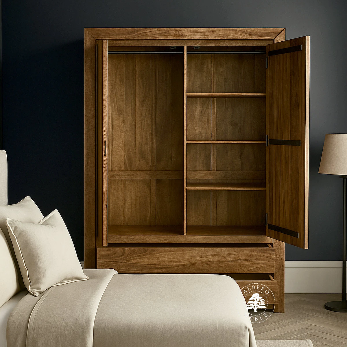 Nowoczesna Szafa Drewniana do Sypialni z Szufladami