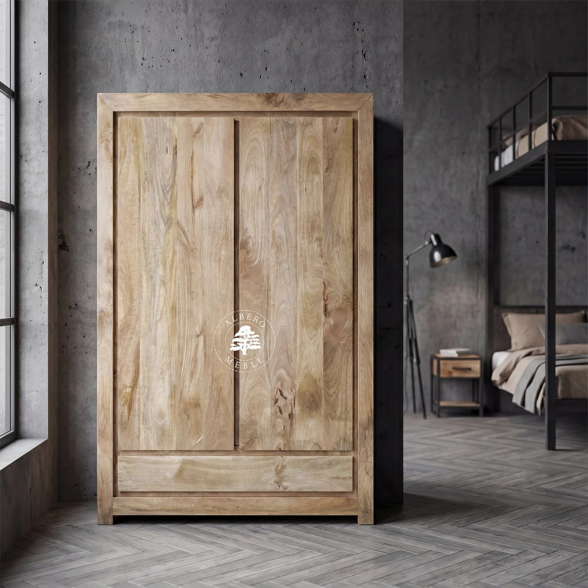 Nowoczesna Szafa Drewniana do Sypialni z Szufladami