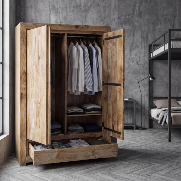 Nowoczesna Szafa Drewniana do Sypialni z Szufladami